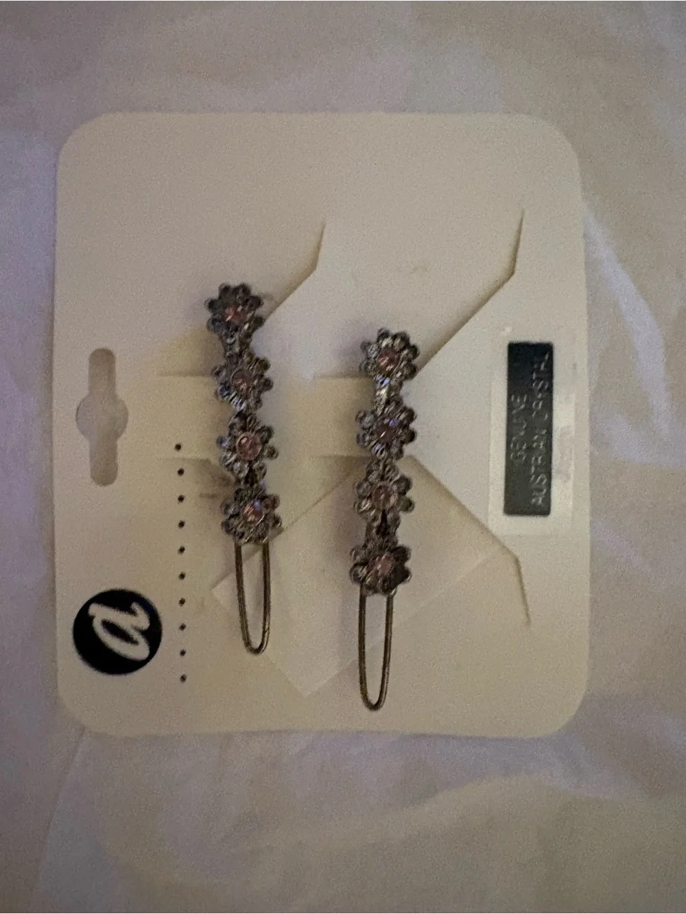 Floral Austrian Crystal Hair Pins with Pink Stones